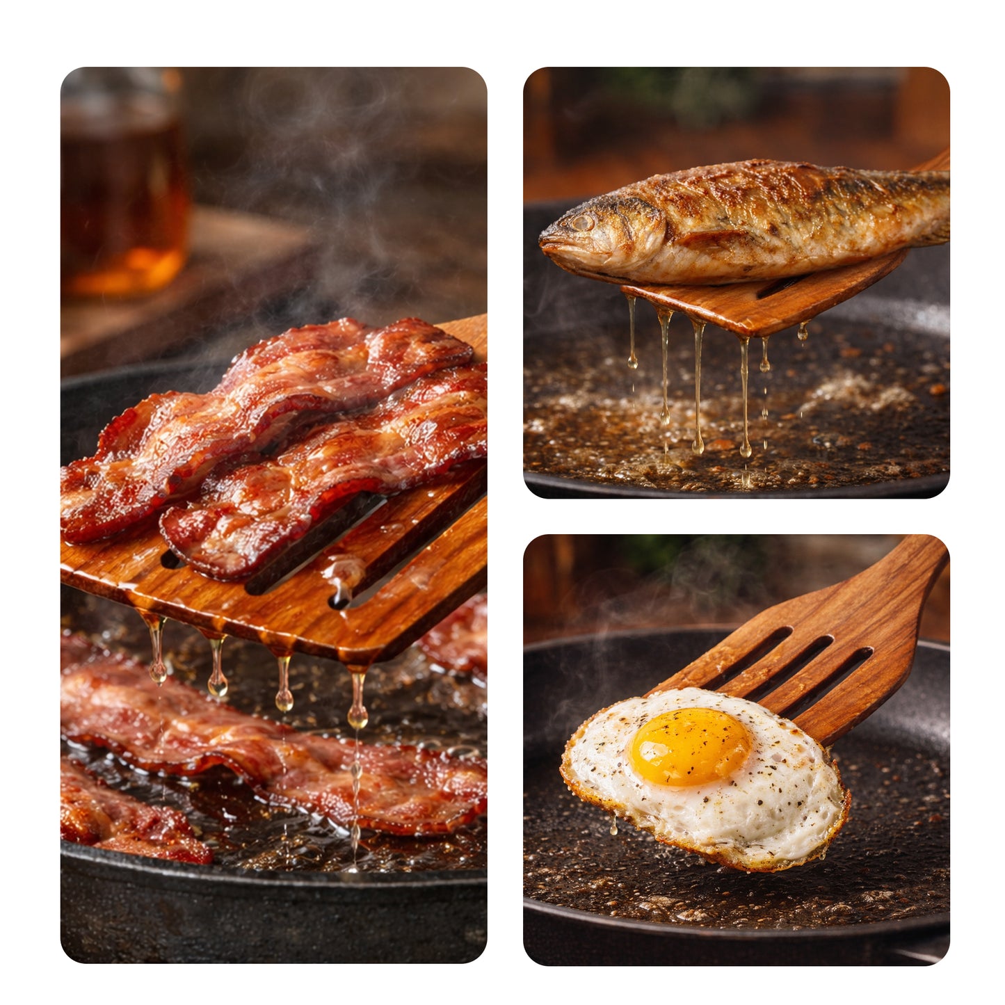 Cheer Collection Teak Wood Slotted Spatula for Cooking with Drain Slots and Nonstick Safe Design