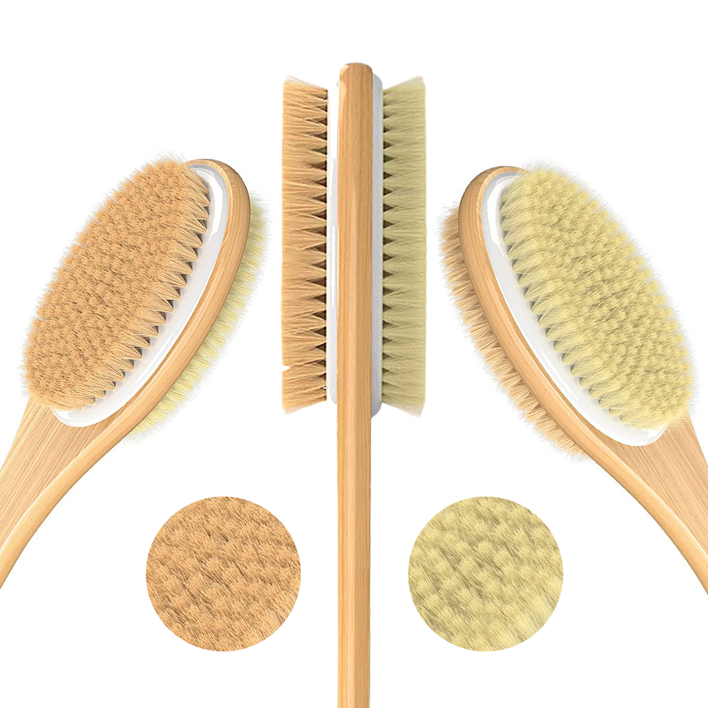 Cheer Collection Double Sided Shower Brush with Long Handle and Dual Bristles