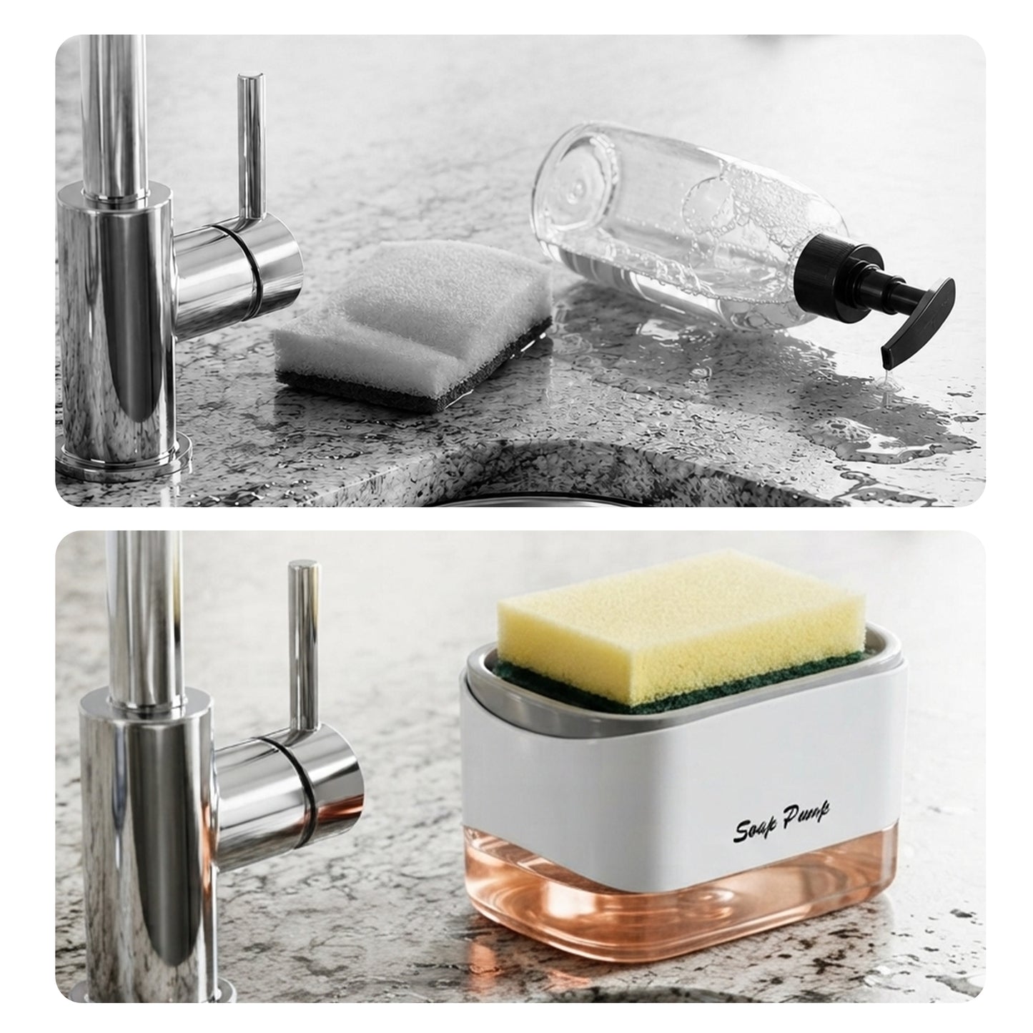 Cheer Collection Dish Soap Dispenser and Sponge Holder