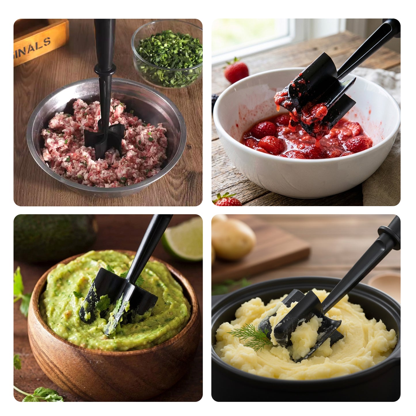 Cheer Collection Heat Resistant Nylon Meat Chopper for Ground Beef and Mashing