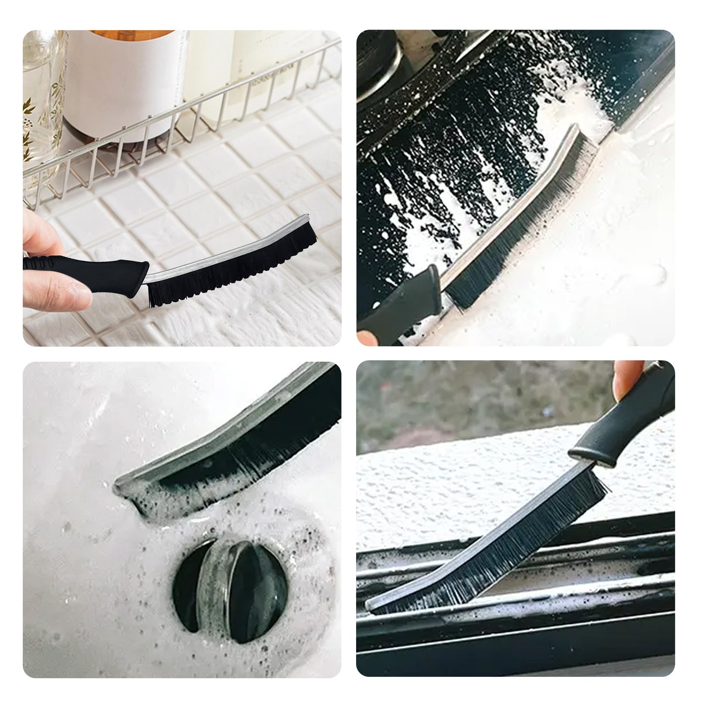 Cheer Collection Crevice Cleaning Brush 3 Pack Narrow Gap Detail Cleaning Tools