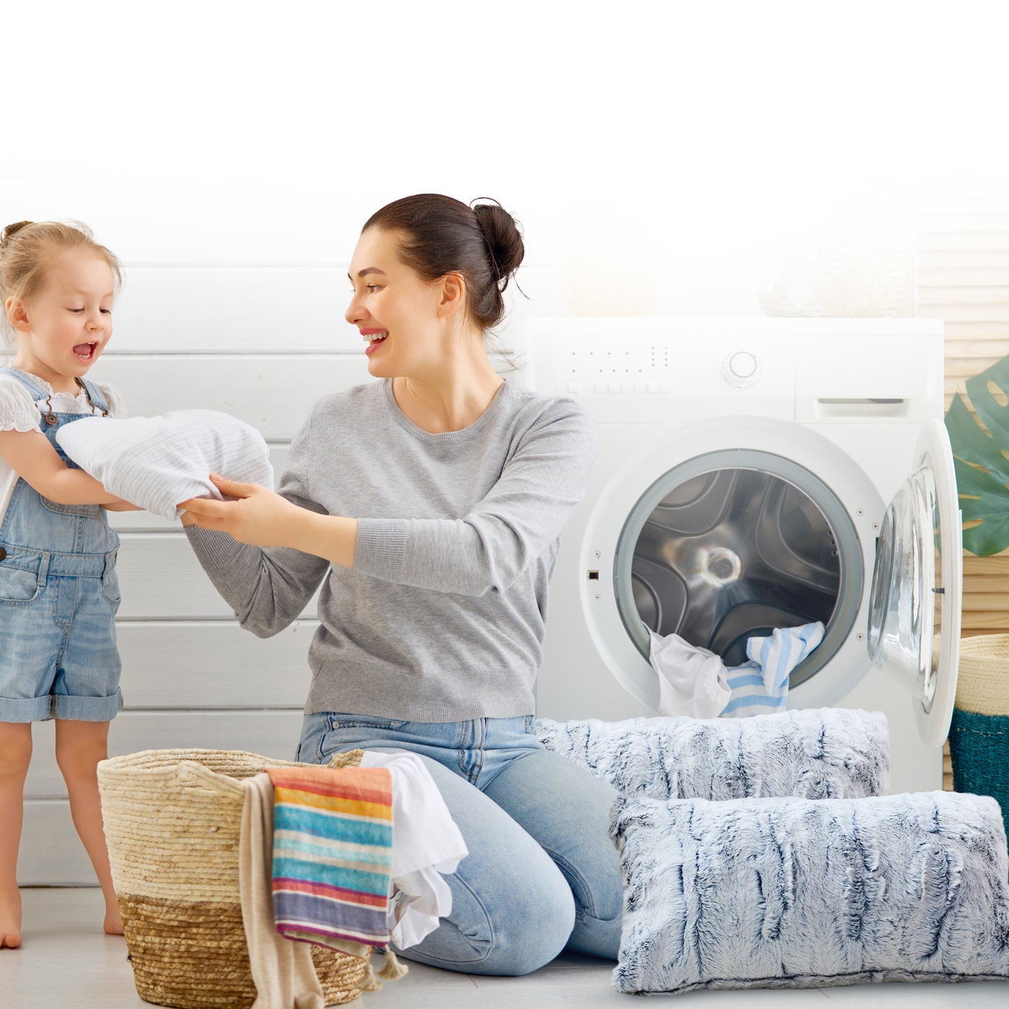 Cheer Collection Embossed Faux Fur Throw Pillows - 12" x 20" - White/Blue