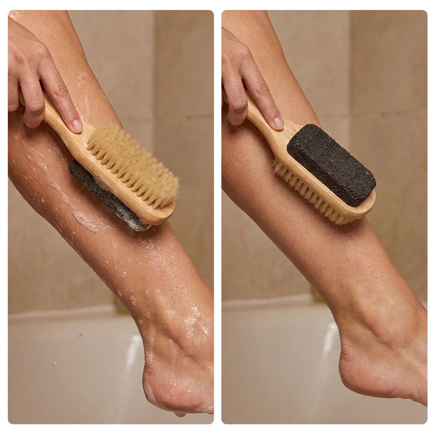 Cheer Collection Natural Bristle Shower Body Brush Set of 4 for Wet or Dry Brushing