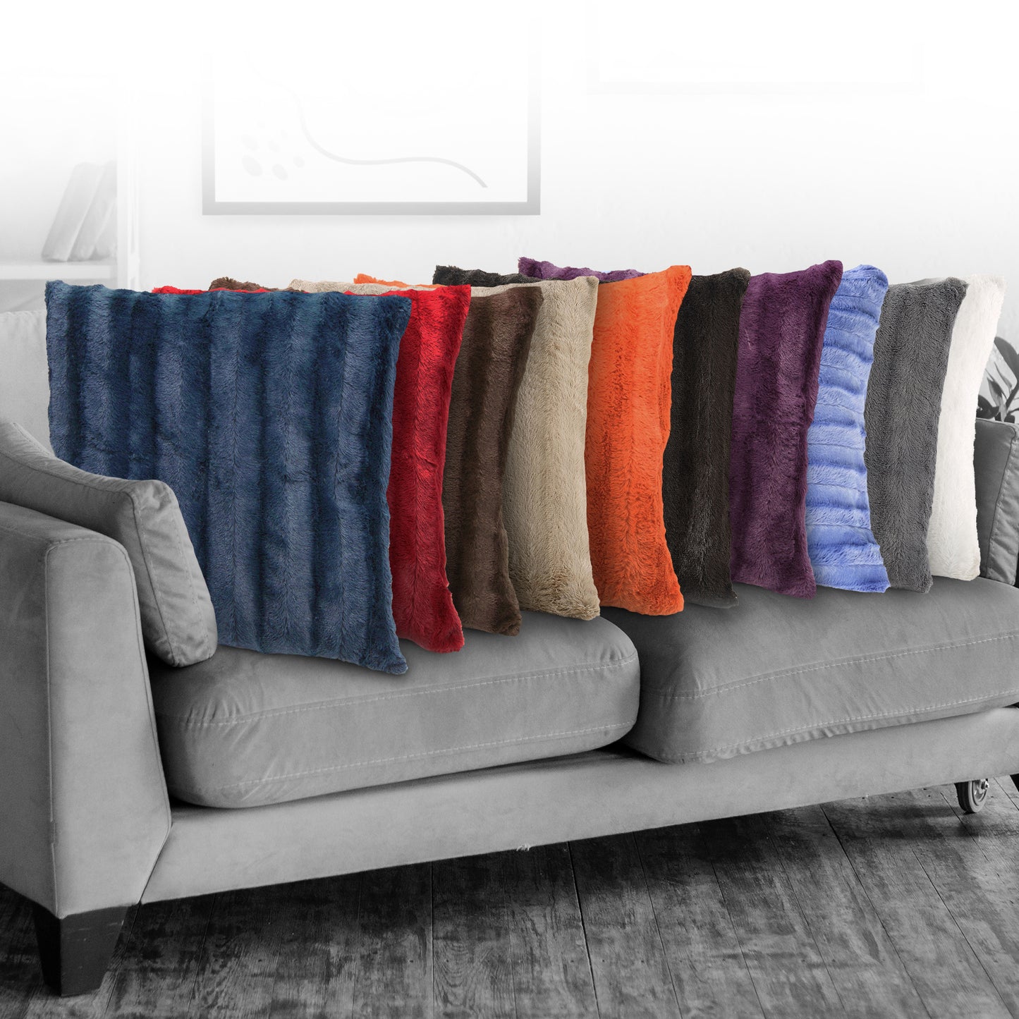 Cheer Collection Faux Fur Throw Pillows - Set of 2 Decorative Couch Pillows - 24" x 24"