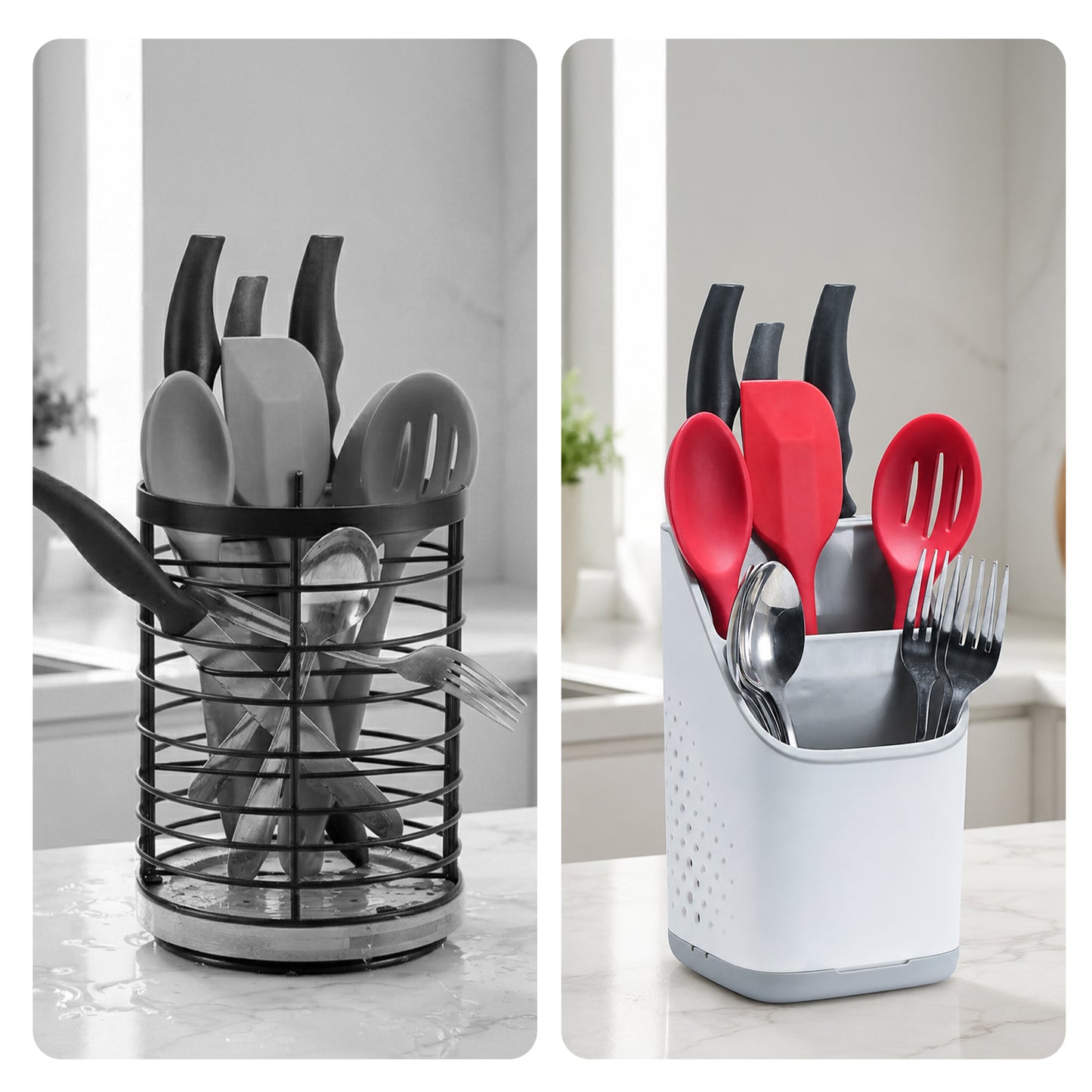 Cheer Collection Utensil Organizer Caddy and Drying Rack with Drip Tray