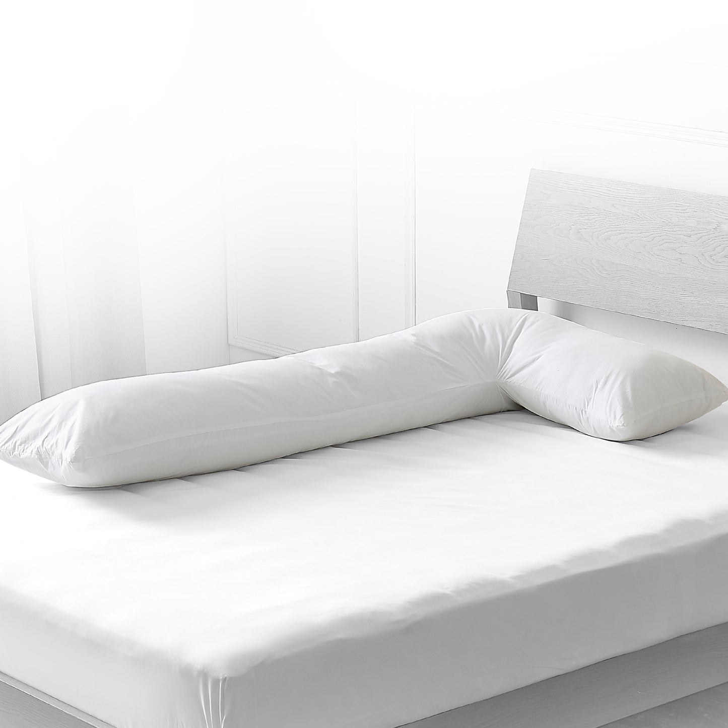 Cheer Collection L-Shaped Kapok Fiber Body Pillow for Full Pregnancy Support With Removable Washable Cover