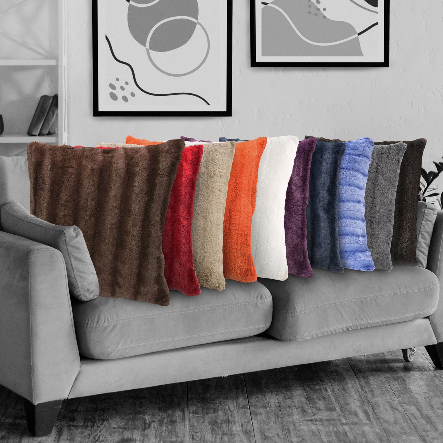 Cheer Collection Set of 2 Faux Fur Throw Pillows 22" x 22"