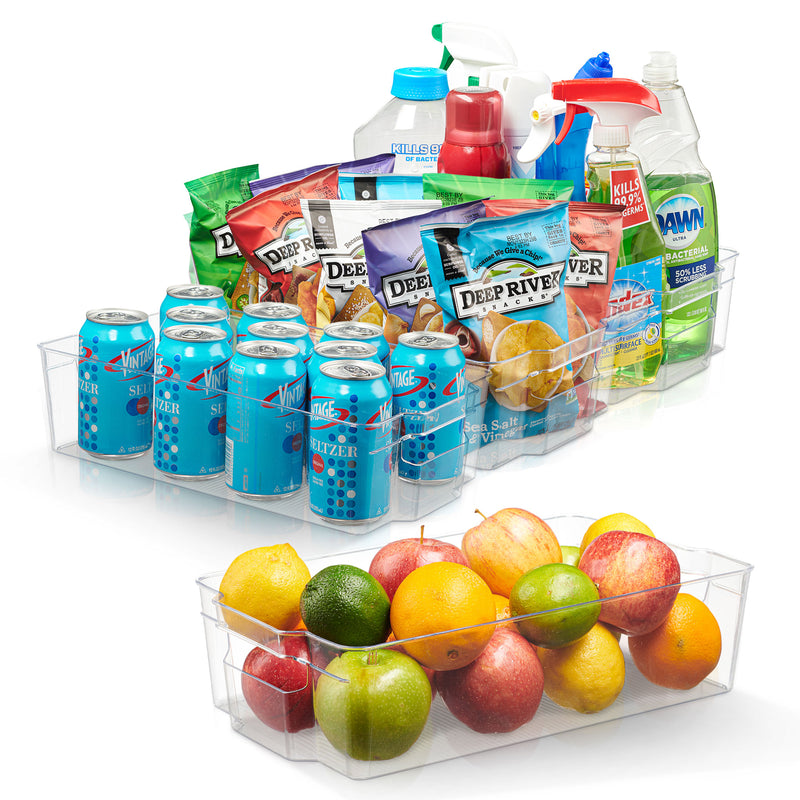 Cheer Collection Clear Refrigerator Organizer Bins - BPA Free Transparent Storage Bins for Pantry