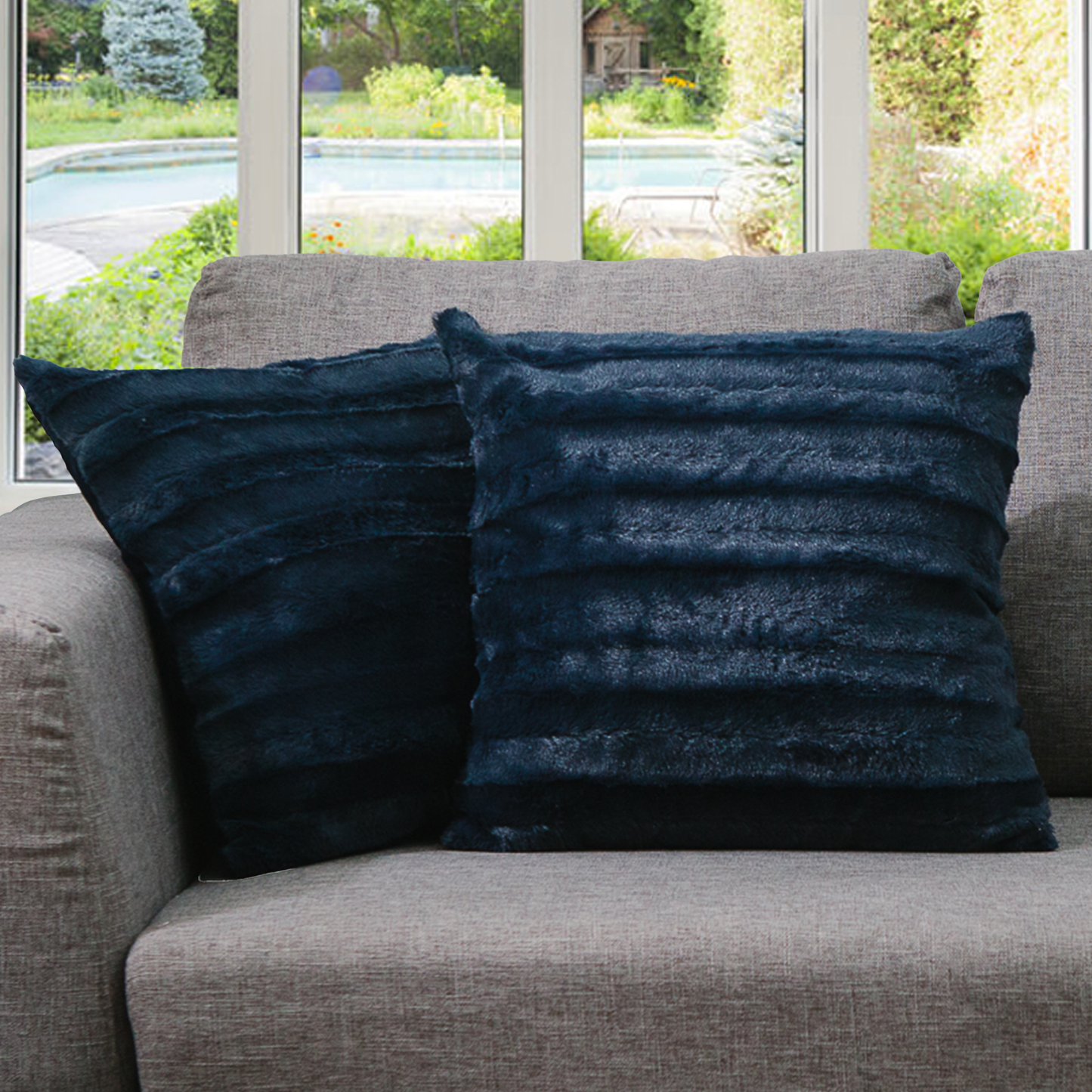 Cheer Collection Set of 2 Decorative Throw Pillows - Reversible Faux Fur to Microplush 20x20 - Variety of Colors