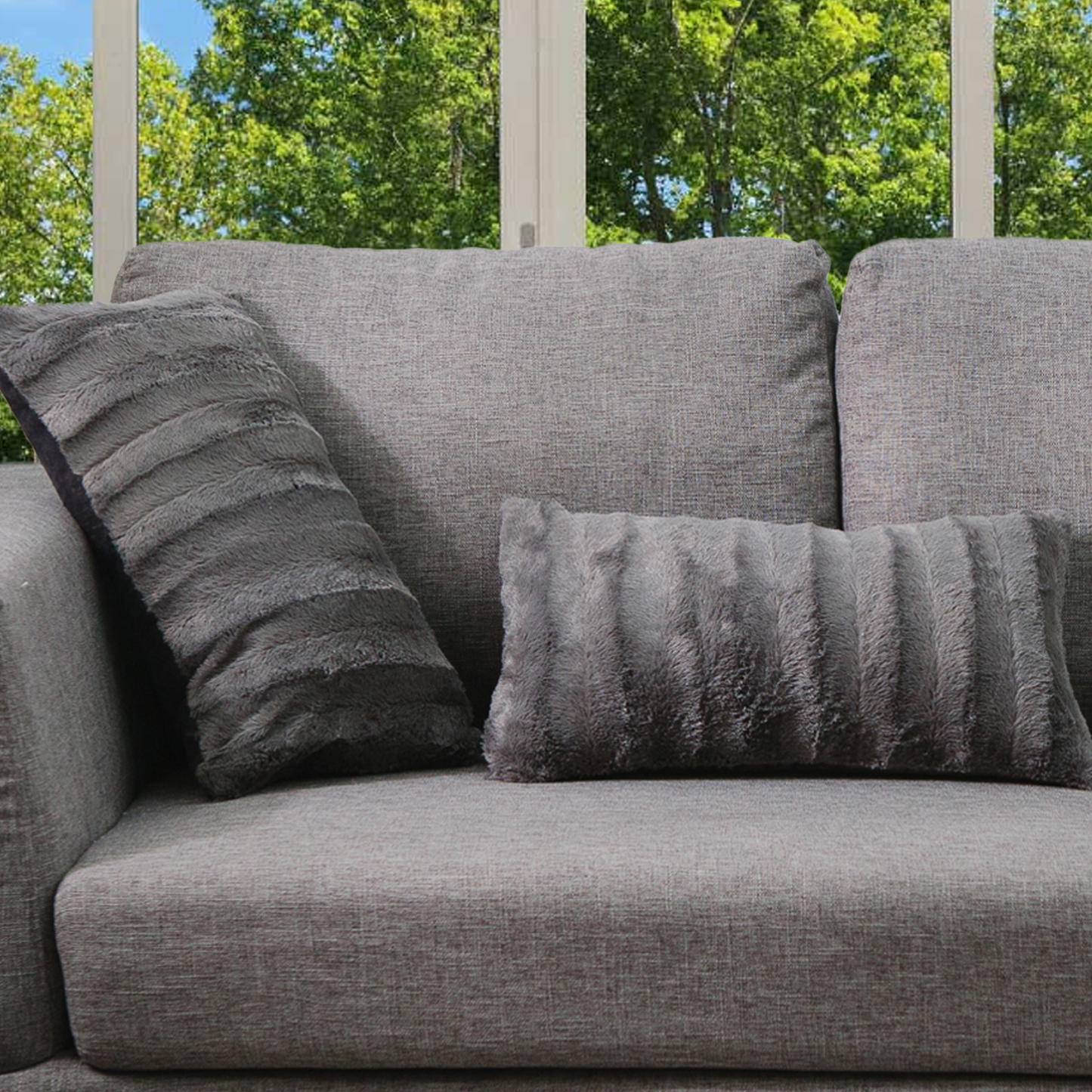 Cheer Collection Set of 2 Decorative Throw Pillows - Reversible Faux Fur to Microplush Accent Pillows by 12"x 20"