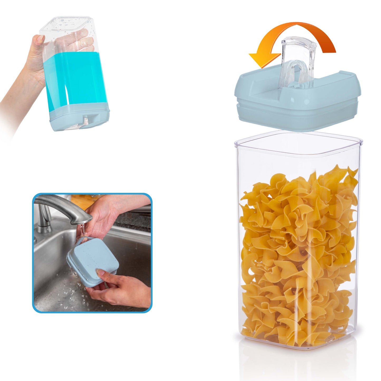 Cheer Collection Set of 7 Airtight Food Storage Containers plus Dry Erase Marker and Label - Multiple Colors Available