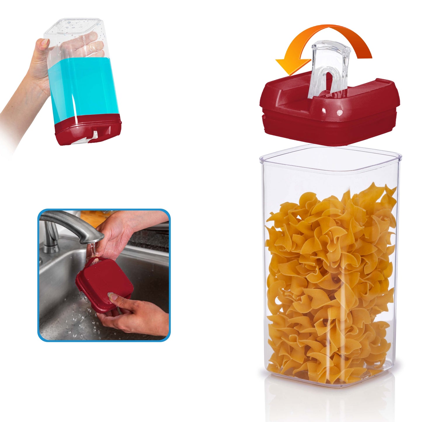 Cheer Collection Set of 7 Airtight Food Storage Containers plus Dry Erase Marker and Label - Multiple Colors Available