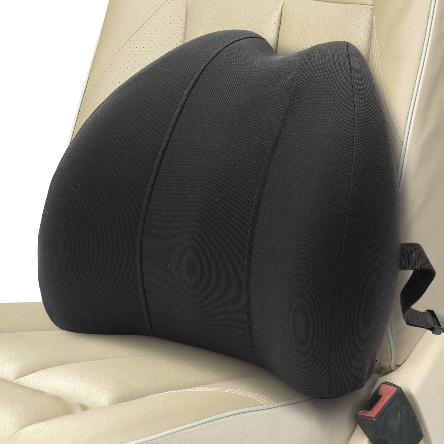 Cheer Collection Memory Foam Lumbar Support Pillow for Chair, Car, or Travel – Washable Cover