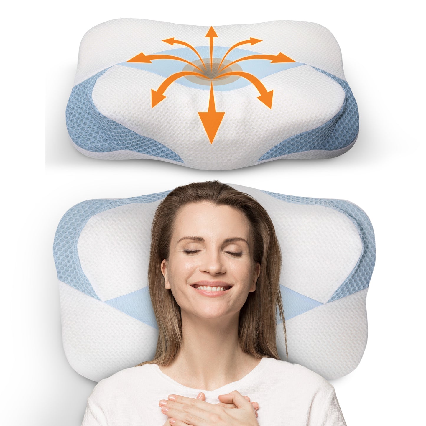 Cheer Collection Orthopaedic Cervical Pillow Premium Memory Foam Contour for Neck and Shoulder Support