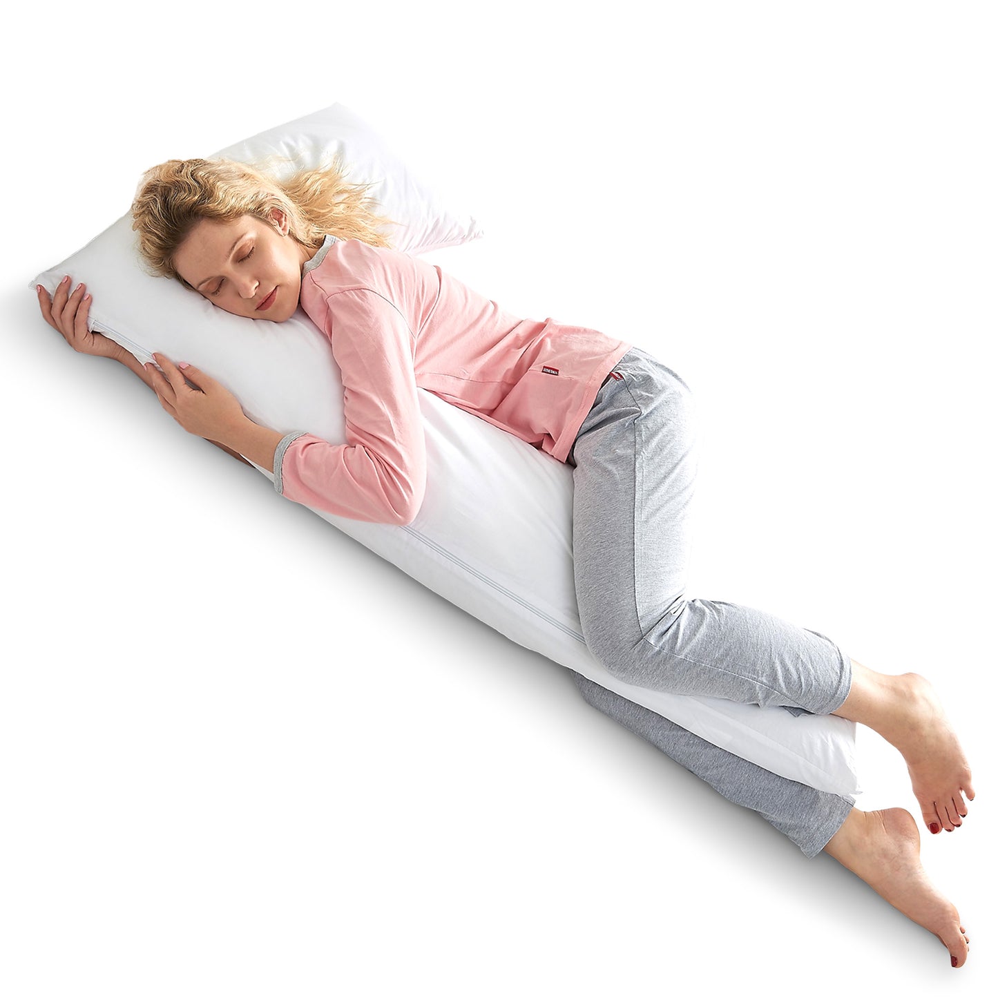 Cheer Collection L-Shaped Kapok Fiber Body Pillow for Full Pregnancy Support With Removable Washable Cover