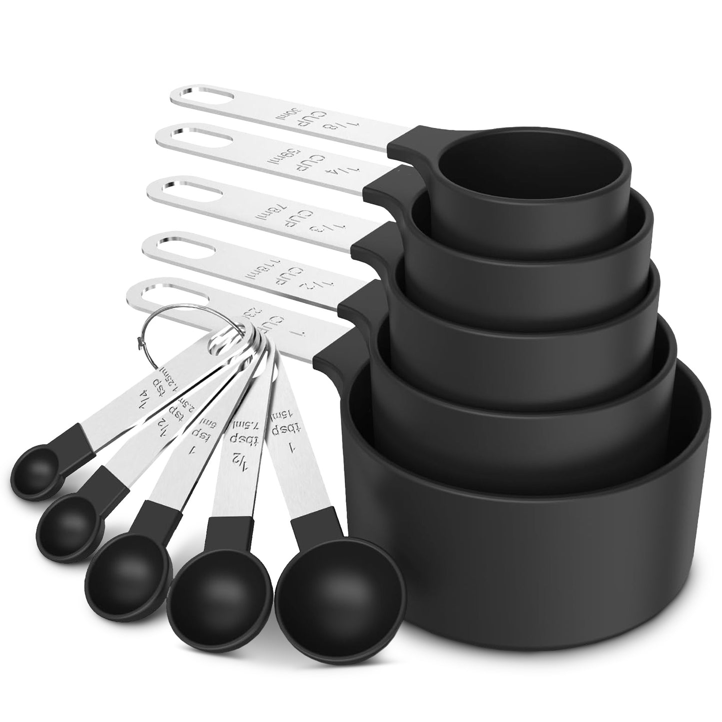 Cheer Collection Measuring Cups and Spoons Set Ten Piece Kitchen Essentials for Accurate Cooking and Baking