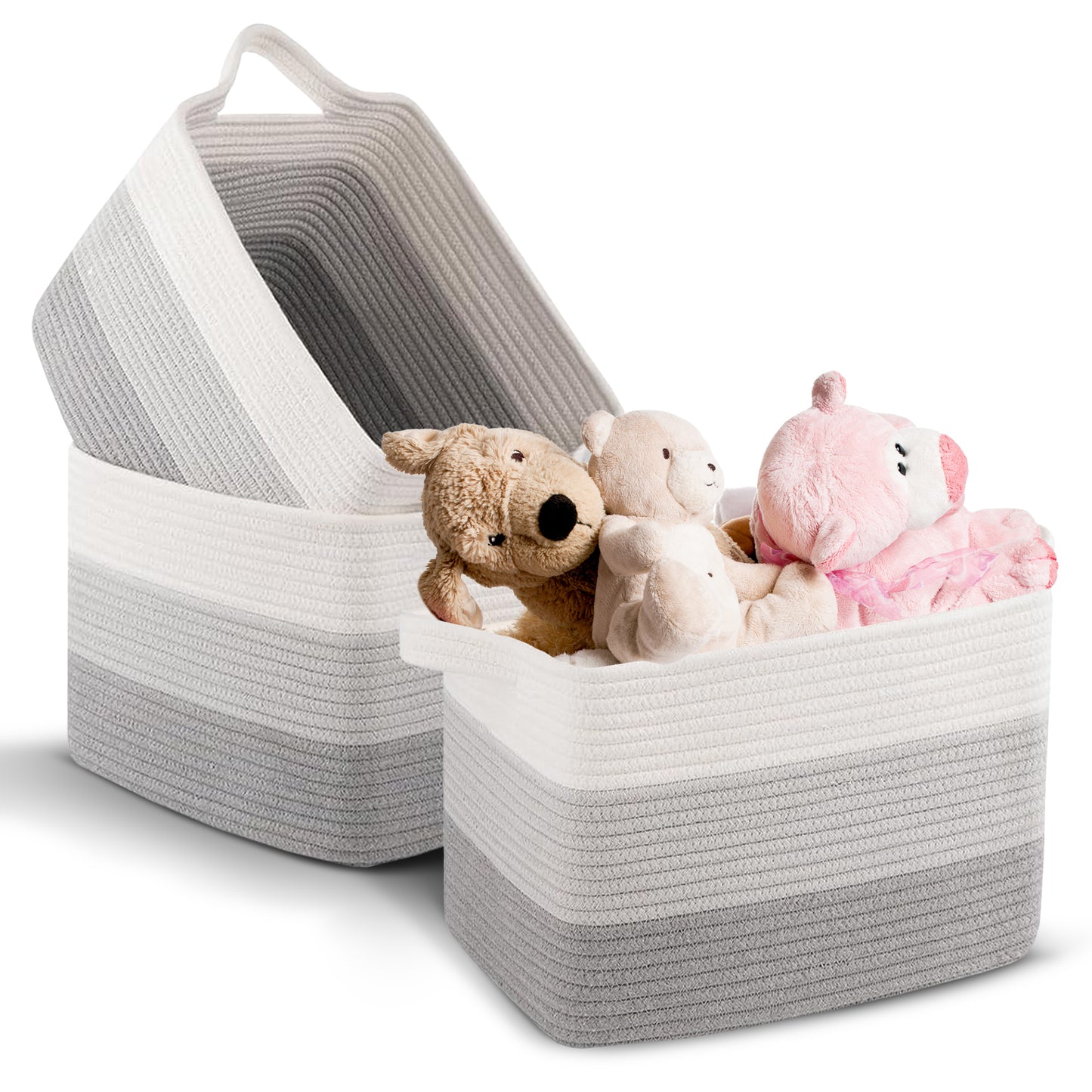 Cheer Collection 3-Pack Cotton Rope Storage Baskets – Soft, Durable & Foldable for Home Organization