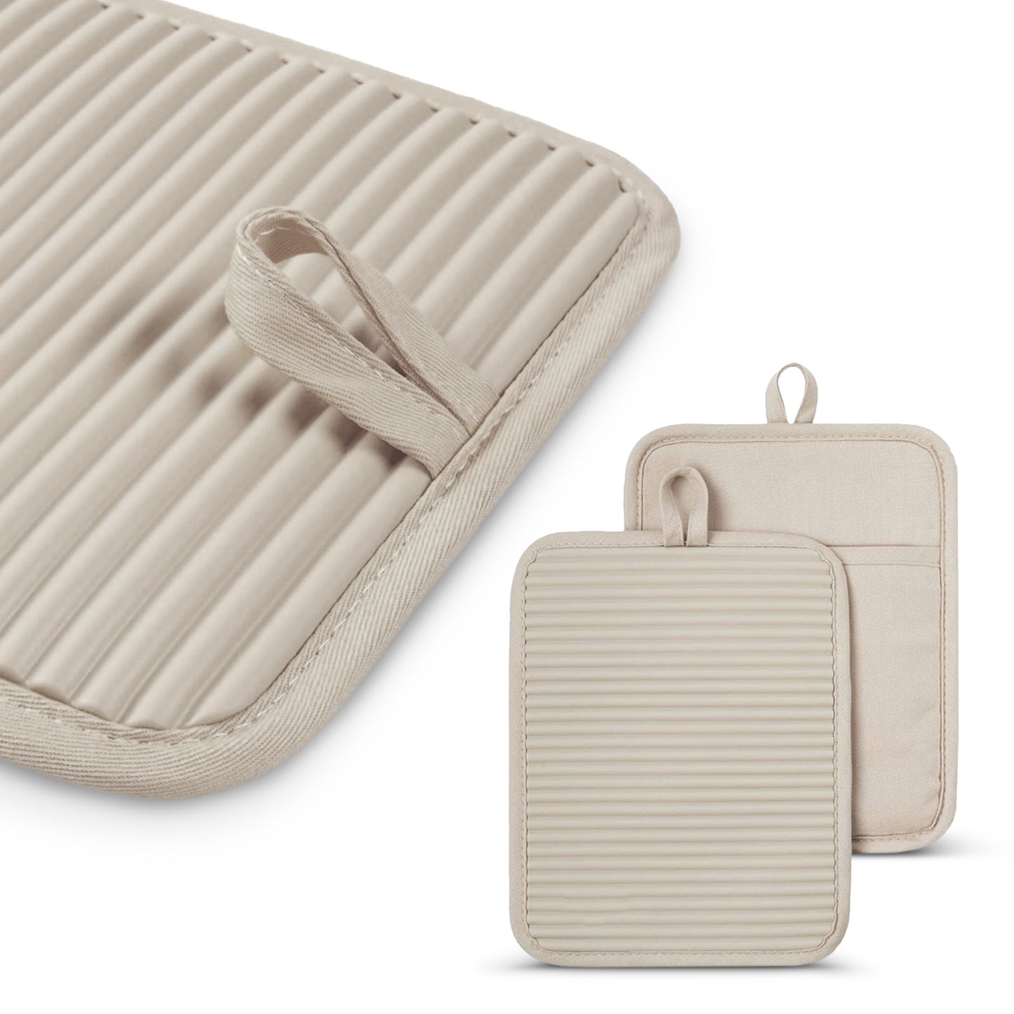 Cheer Collection Ribbed Silicone Pot Holders, 2-Pack — Heat-Resistant, Non-Slip Grip, Cotton-Lined and Machine-Washable