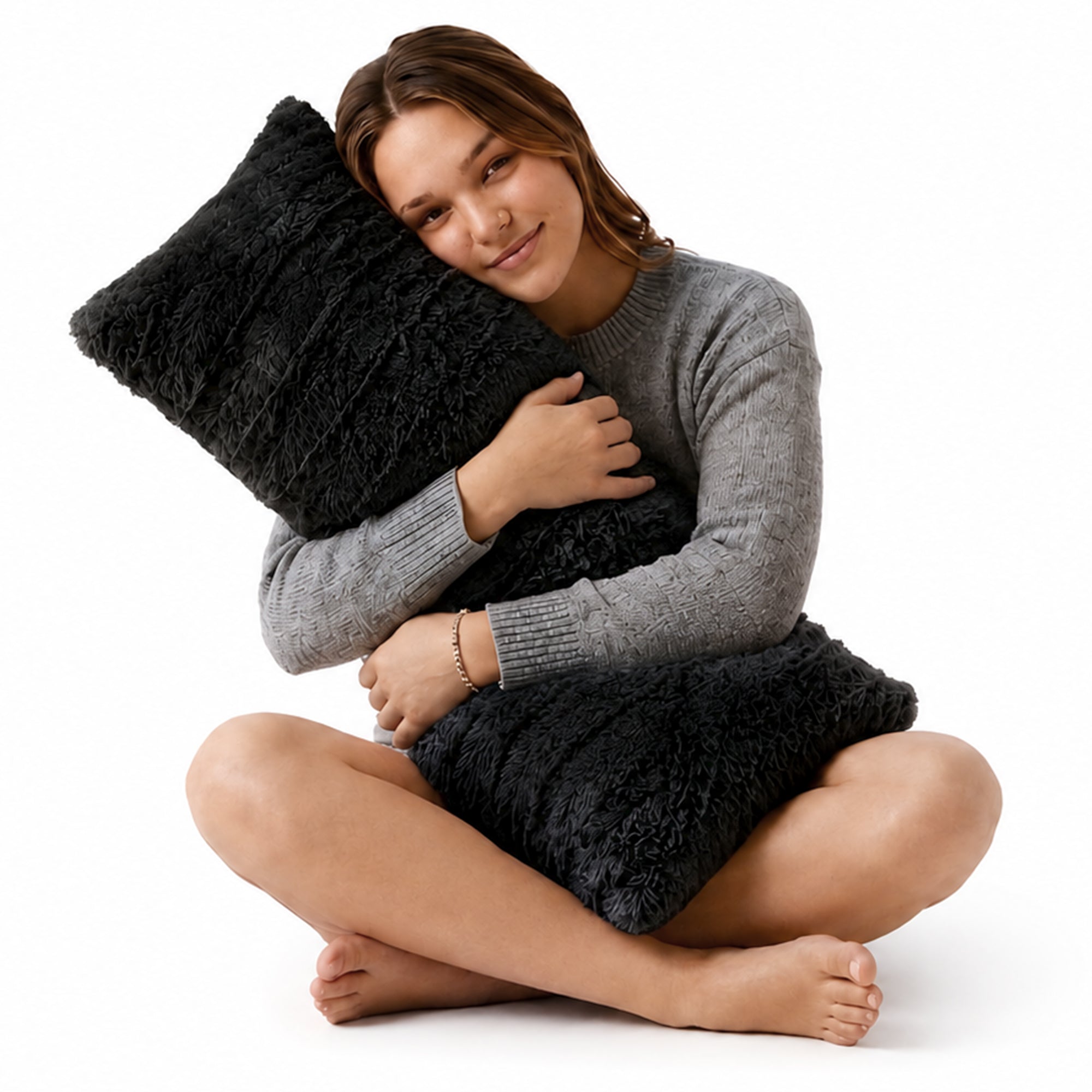 Cheer Collection Faux Fur Throw Pillow - 18