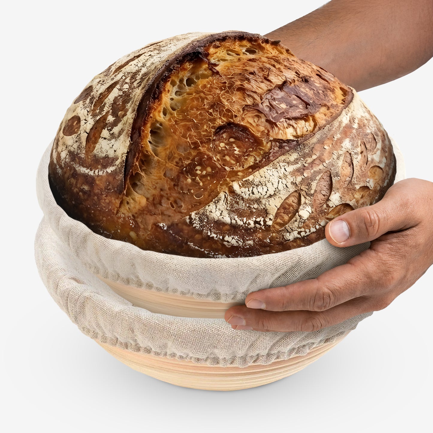 Cheer Collection Artisan Sourdough Banneton Proofing Basket with Linen Liner, Set of 2