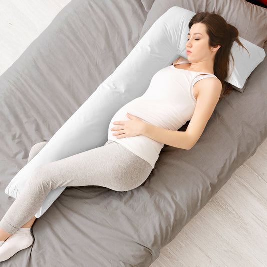 Cheer Collection Hypoallergenic Total Body L Shaped Pillow with Zippered Cover