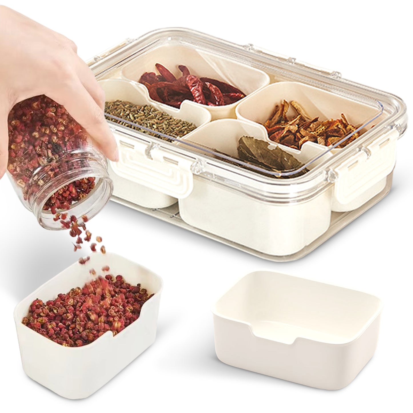 Cheer Collection 4 Compartment Airtight Food Storage Container with Nested Snack Boxes