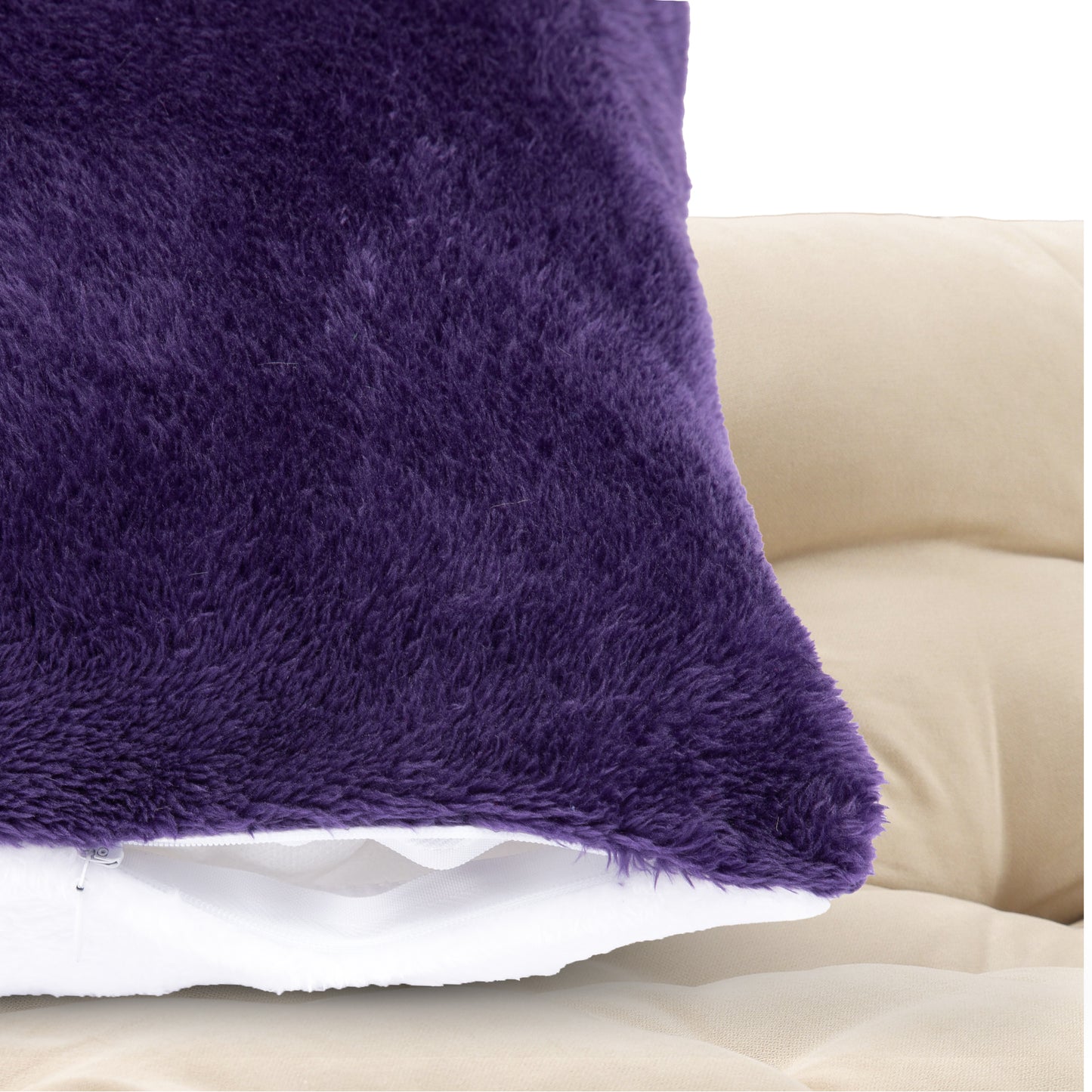 Cheer Collection Microsherpa Throw Pillow - Ultra Soft and Fluffy, Elegant Home Decor, Velvet Stylish Accent Pillows - 18" x 18" - Set of 2