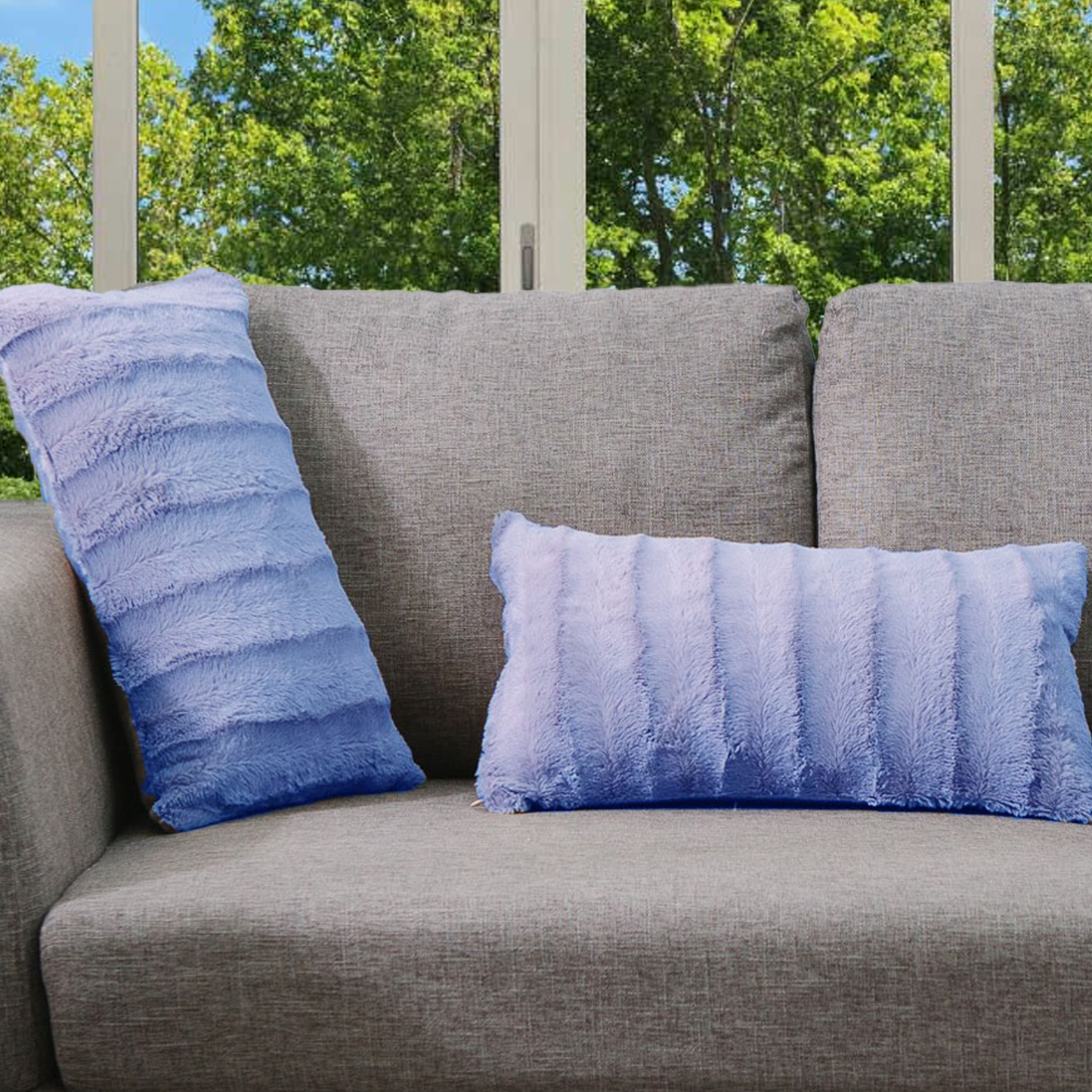 Cheer Collection Set of 2 Decorative Throw Pillows - Reversible Faux Fur to Microplush Accent Pillows by 12"x 20"