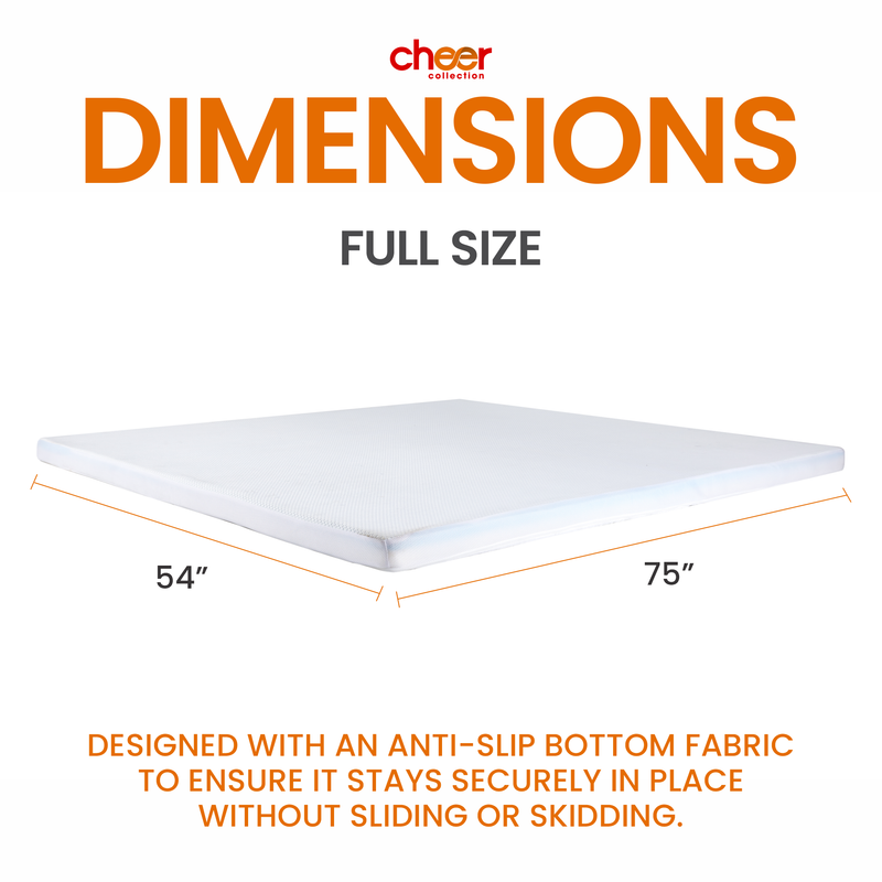 Cheer Collection 4 Inch Gel Infused Memory Foam Bed Topper with Washable Bamboo Cover