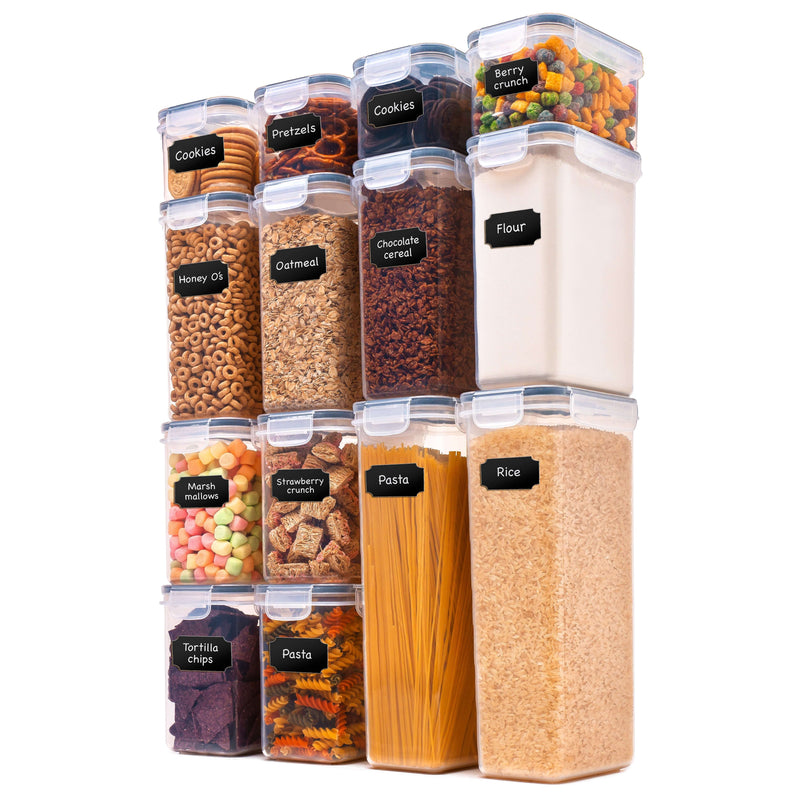 Air Tight Food Storage Containers with Lids Airtight Stackable 14 Pack  Pantry Organization and Storage Containers Set for Cereal, Dry Food, Flour  and