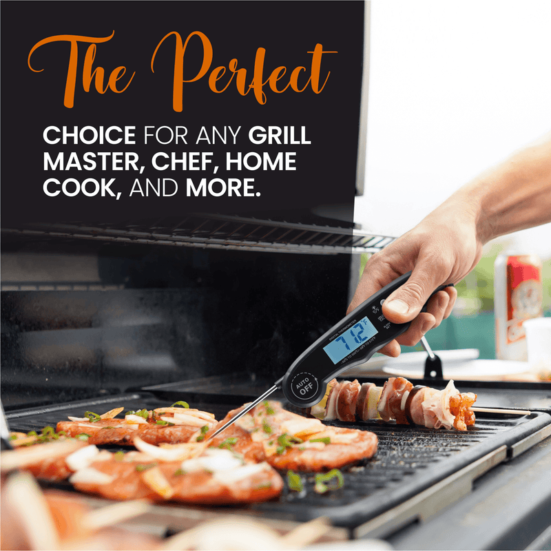 Cheer Collection Digital Meat Thermometer, Instant Read Food Thermometer with Backlight LCD Screen, Foldable Cooking Thermometer for BBQ and Kitchen