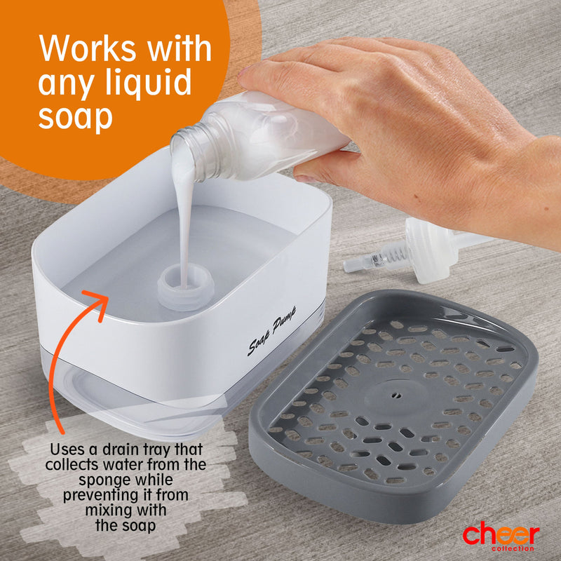 Cheer Collection Dish Soap Dispenser and Sponge Holder - Cheer