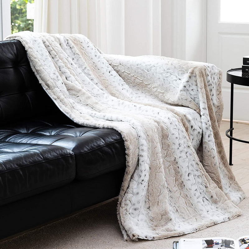 Cheer Collection Embossed Faux Fur Throw Blanket - Ultra Soft Fuzzy Blanket