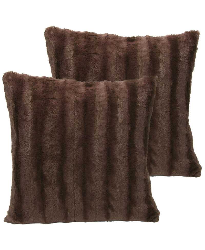 Cheer Collection Faux Fur Throw Pillows - Set of 2 Decorative Couch Pillows - 24" x 24"