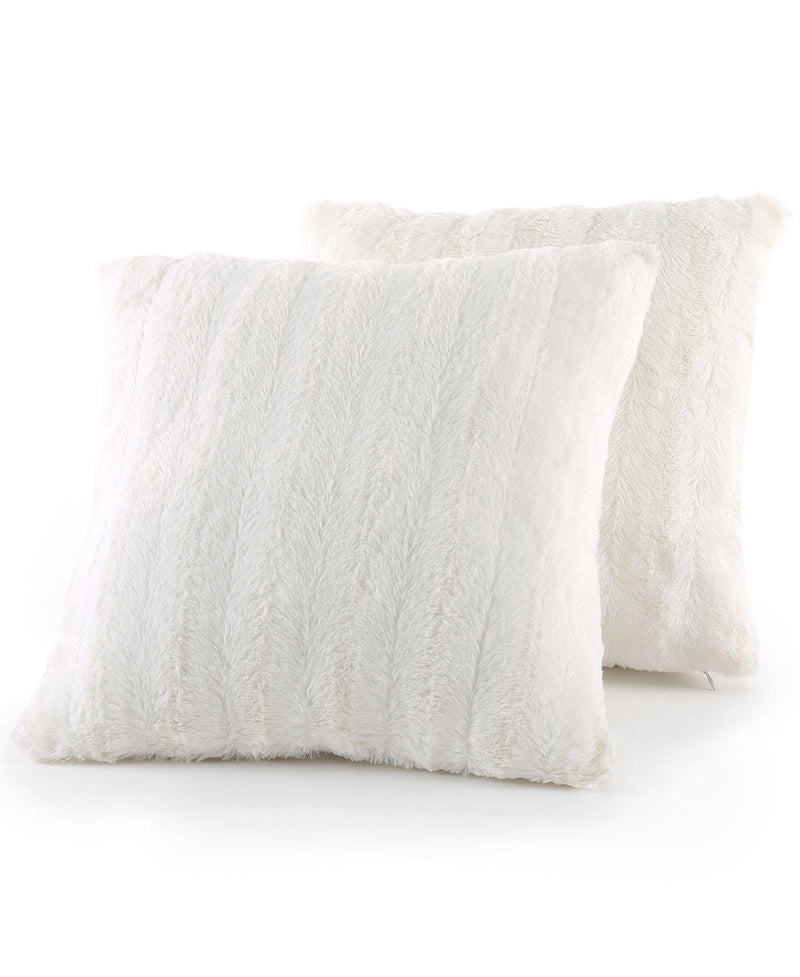 Cheer Collection Faux Fur Throw Pillows - Set of 2 Decorative Couch Pillows - 26" x 26"