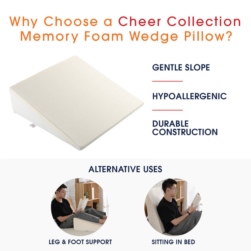 Cheer Collection Memory Foam Bed Wedge Pillow