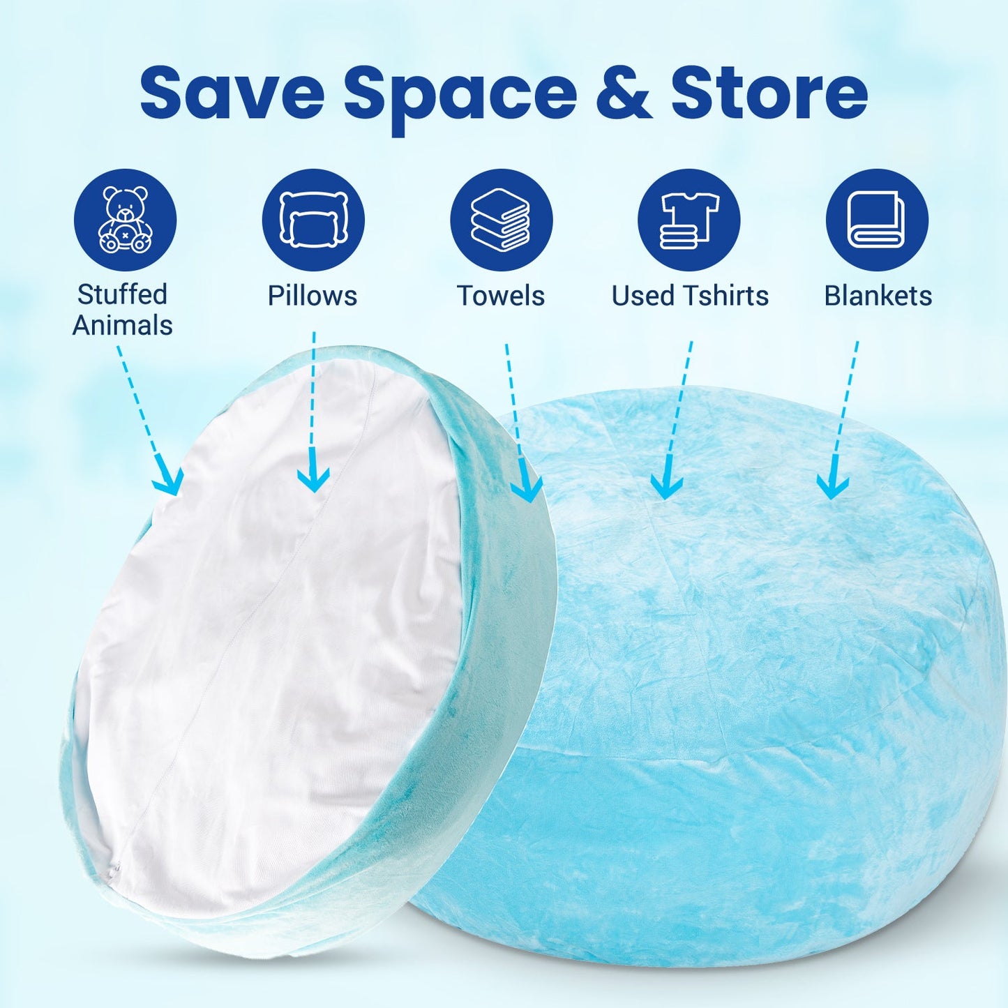 Cheer Collection Microplush Storage Bag, Kids Plush Toy Storage Organizer and Bean Bag Chair - Cheer Collection