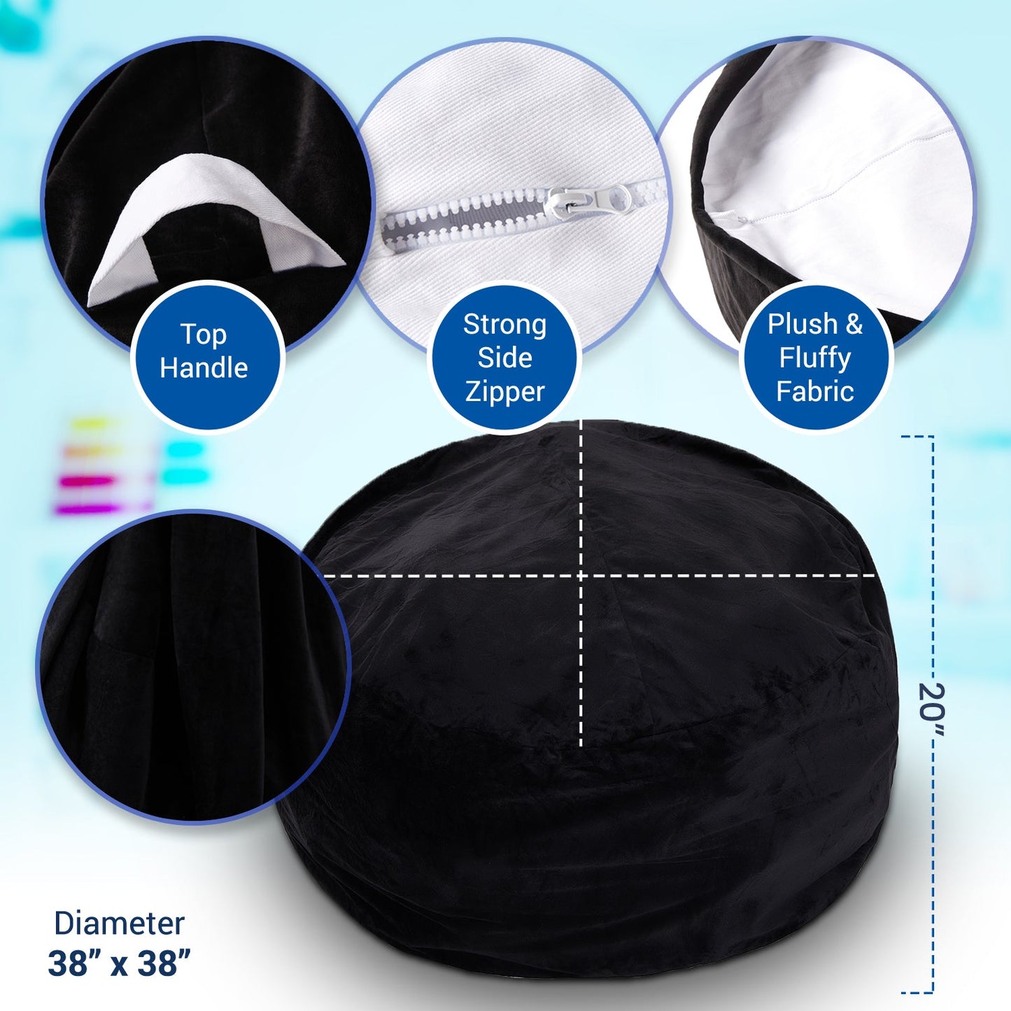 Cheer Collection Microplush Storage Bag, Kids Plush Toy Storage Organizer and Bean Bag Chair - Cheer Collection