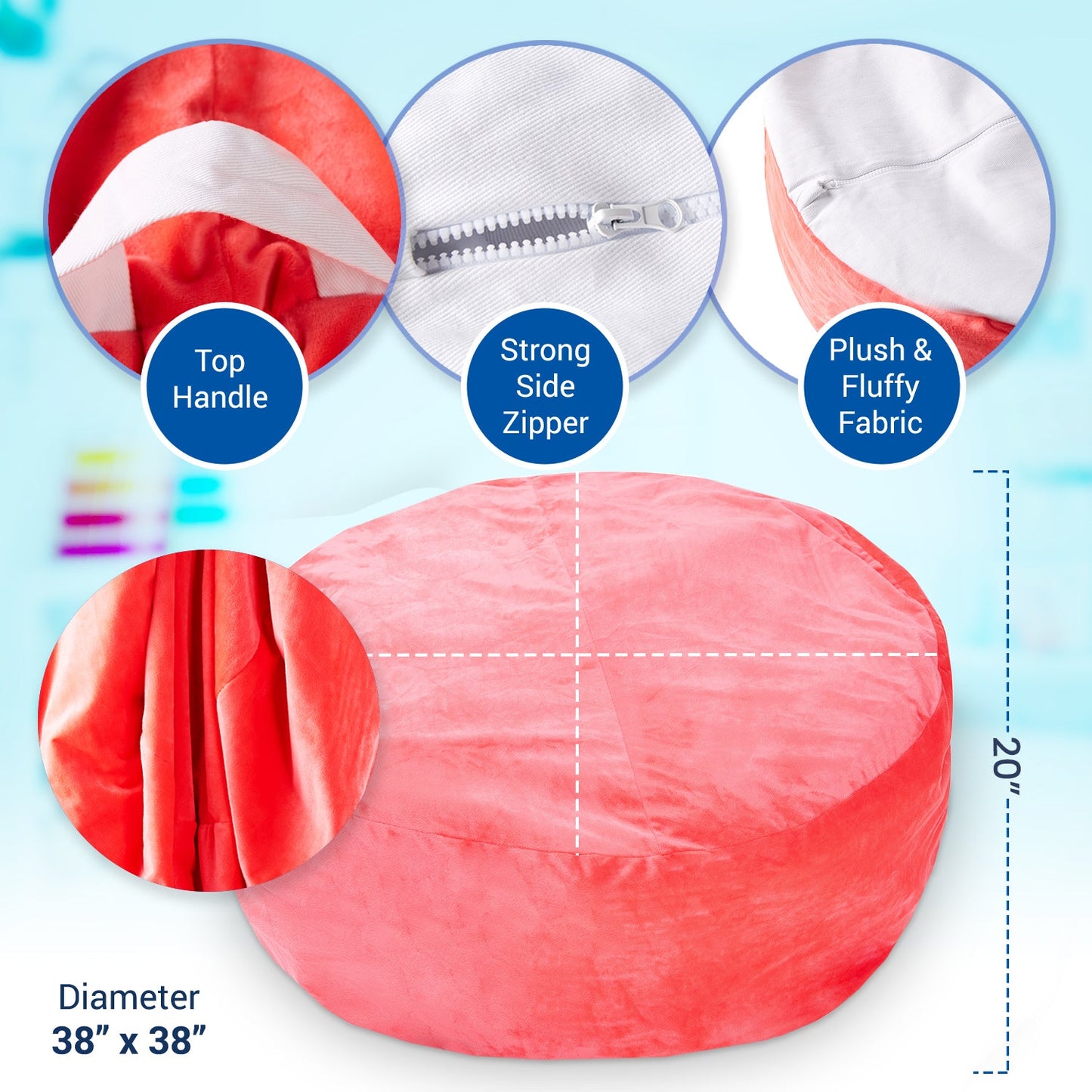 Cheer Collection Microplush Storage Bag, Kids Plush Toy Storage Organizer and Bean Bag Chair - Cheer Collection