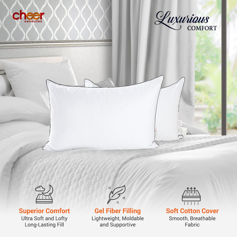 Cheer Collection Set of 2 Adjustable Layer Pillows - Two Bed Pillows with Removable Gel Fiber Fill Inserts for Sleeping
