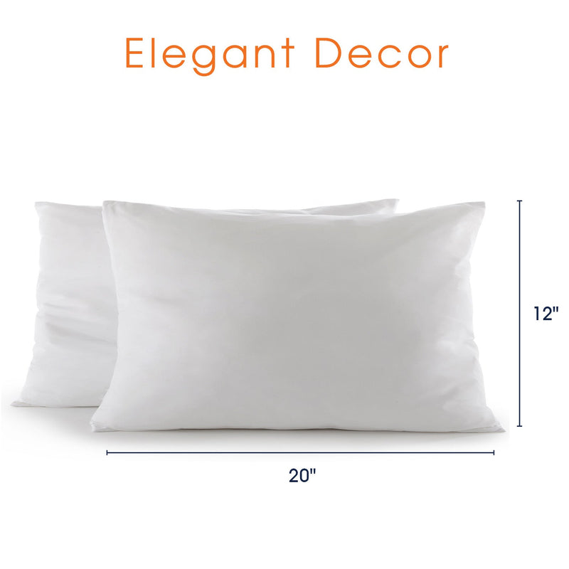 Cheer Collection Set of 2 Decorative White Square Accent Throw Pillows and Insert for Couch Sofa Bed, Includes Zippered Cover