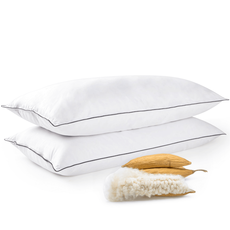 Cheer Collection Set of 2 Organic Kapok Bed Pillows and Sham Inserts