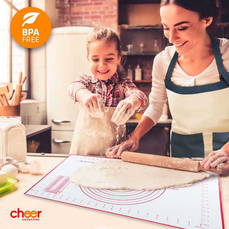Cheer Collection Silicone Baking Mat for Dough and Baking Cookies Pizza Macarons- Non-Slip 16" x 24"