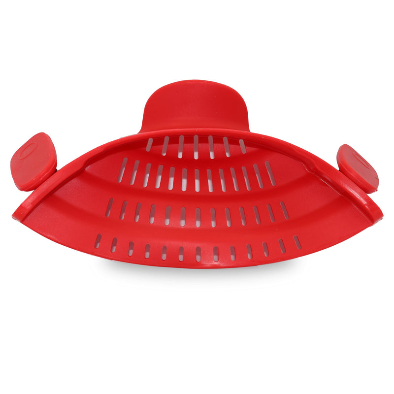 Cheer Collection Silicone Clip on Pot Strainer, Heat-resistant Snap-On Strainer for Pasta, Noodles, Rice, Meats and Vegetables