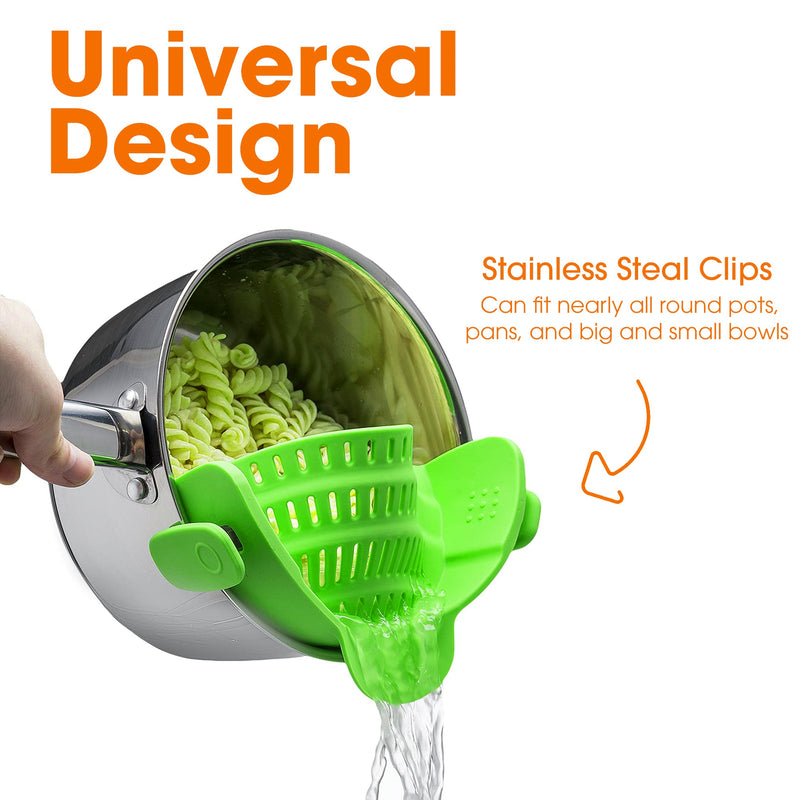 Clip On Strainer For Pots & Pans - Universal Pasta Strainer