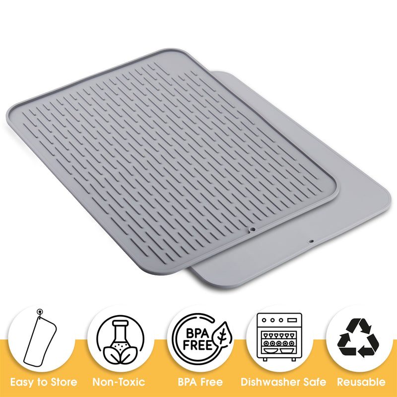 Large Silicone Dish Drying Mat Durable 23 x 18 Mats For Drying Dishes On  Kitchen Counter, Silicone Rubber Mats For Drying