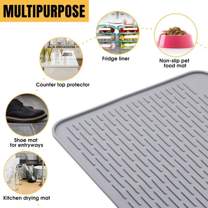 Silicone Dish Drying Mat Multiple Usage Heat-resistant Silicone Mat Grey  16x12