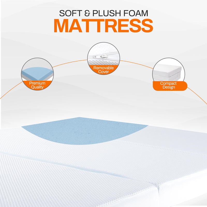 Cheer Collection Tri-Fold Memory Foam Mattress - 6" Thick Gel Infused Foam Folding Bed for Guests - Cheer Collection