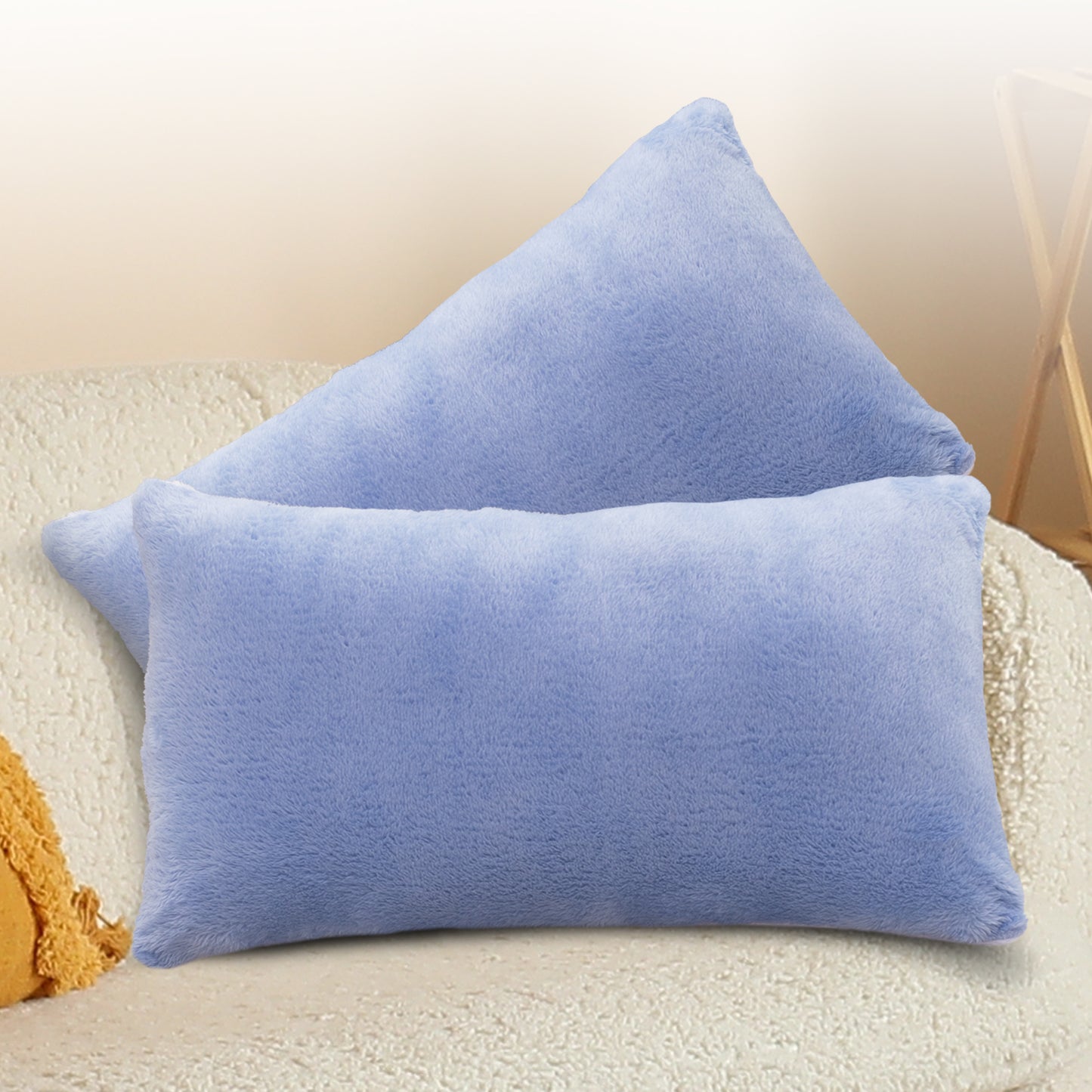 Cheer Collection Microsherpa Throw Pillow Ultra Soft and Fluffy, Elegant Home Decor, Velvet Stylish Accent Pillows - Set of 2