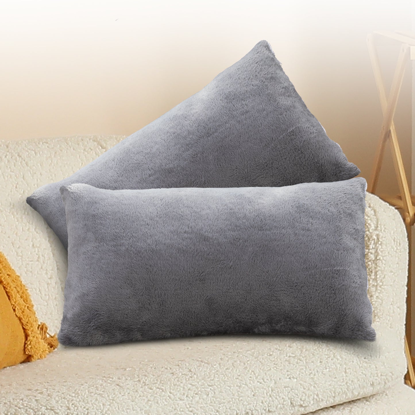 Cheer Collection Microsherpa Throw Pillow Ultra Soft and Fluffy, Elegant Home Decor, Velvet Stylish Accent Pillows - Set of 2